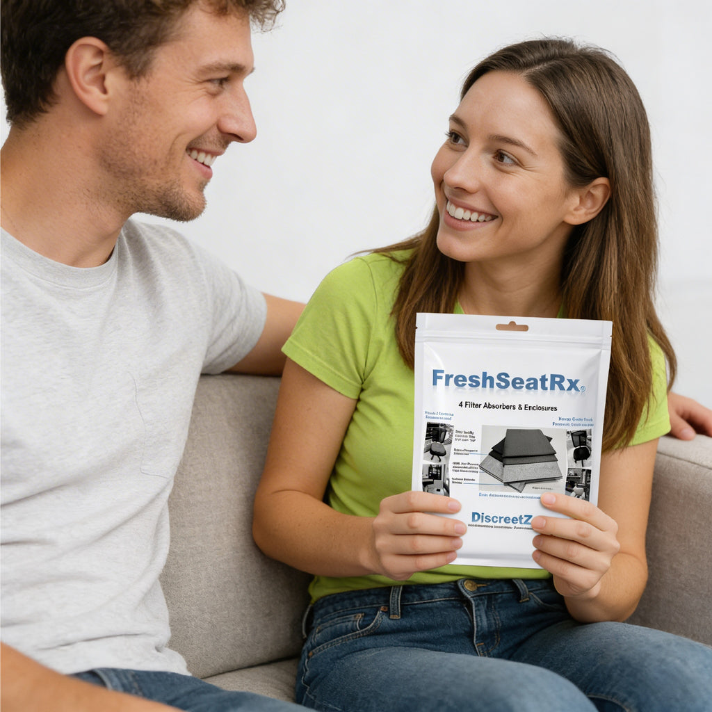 FreshSeatRx 4-Discreet Odor Removal Seat Pads. Orthopedic Seat Cushion Pads, Use for Home, Office, Car, Flight, Any Seating.  FS-4