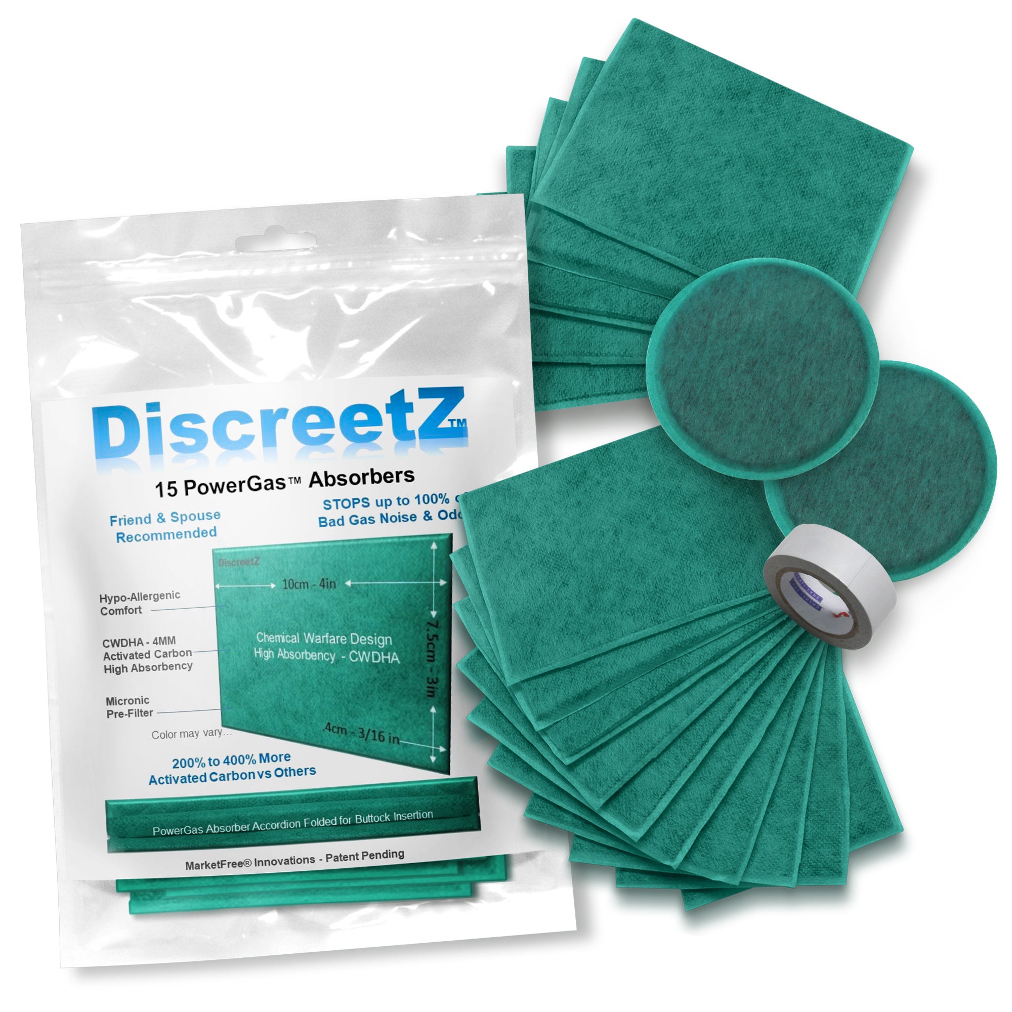 Extra Strength flatulence odor & noise eliminators. End loud, smelly flatulence embarrassment! Stop odor & fart sound up to 100% P-15 PowerGas Absorbers for Bad Gas Days. (Value Pack)